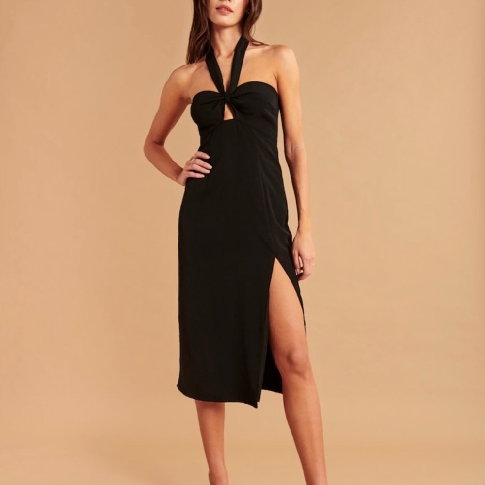 Abercrombie Knot-Front Cutout Halter Midi Dress XS